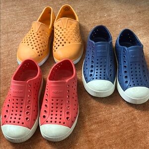Native and Tom’s Water Shoes Red, Blue, Orange